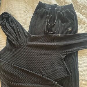 ALO Yoga Black Ribbed Lounge Set